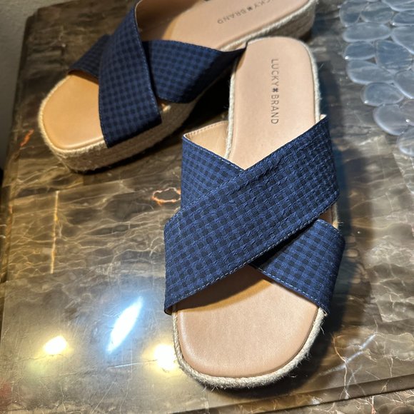 Lucky Brand Shoes - Lucky Brand Navy Woven Slides - Women's 9 NWOB